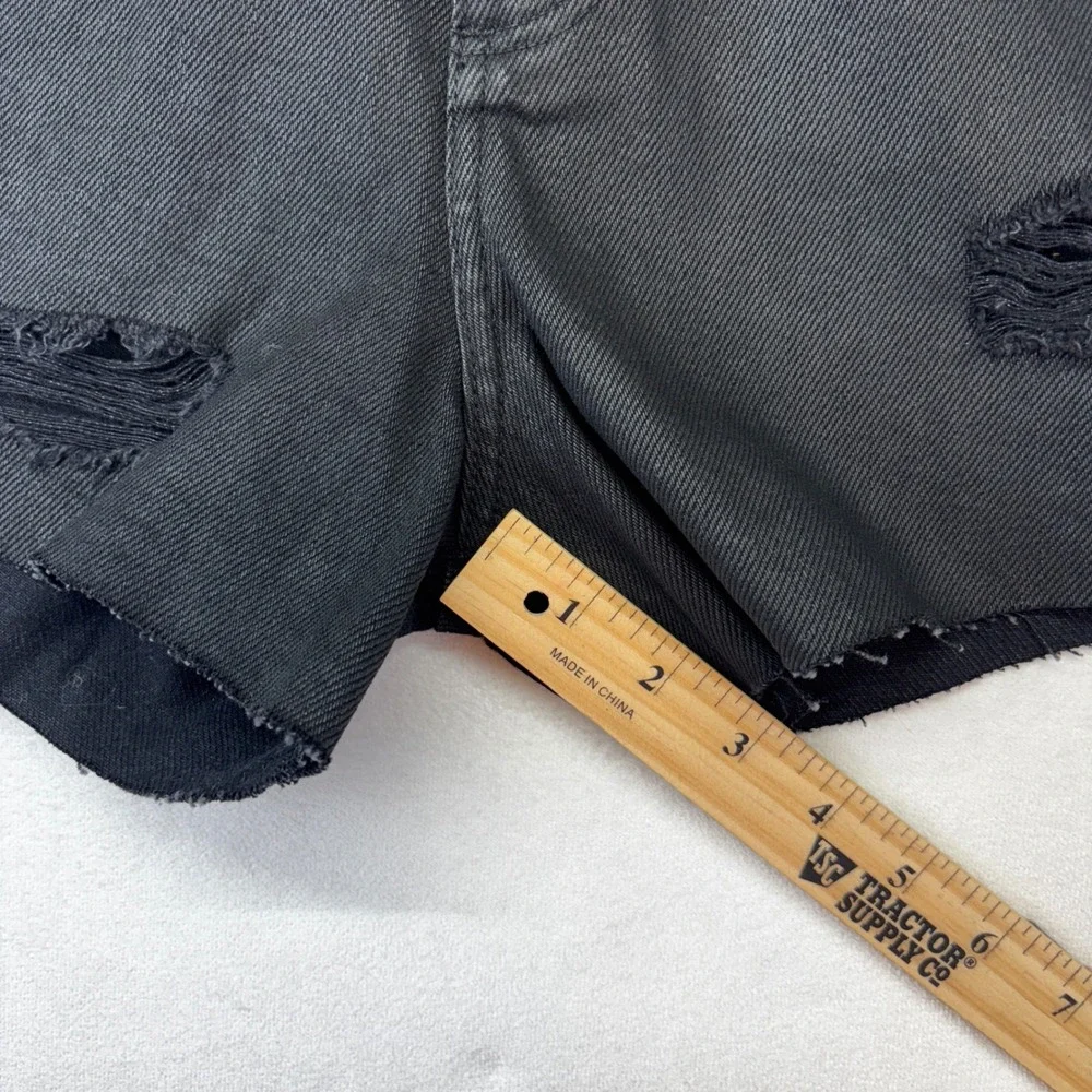 Wrangler Fender Festival Shorts Womens 28 Black High Rise Distressed Denim New - Picture 8 of 16